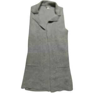 Monteau Knit Vest Sleeveless Duster‎ Pockets Gray Cardigan Small